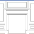 Dark Paneled TV Backdrop Wall With Stone Accent And Symmetrical Design 3d model