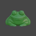 Cute Green Frog Game Film Character With Round Body And Closed Eyes