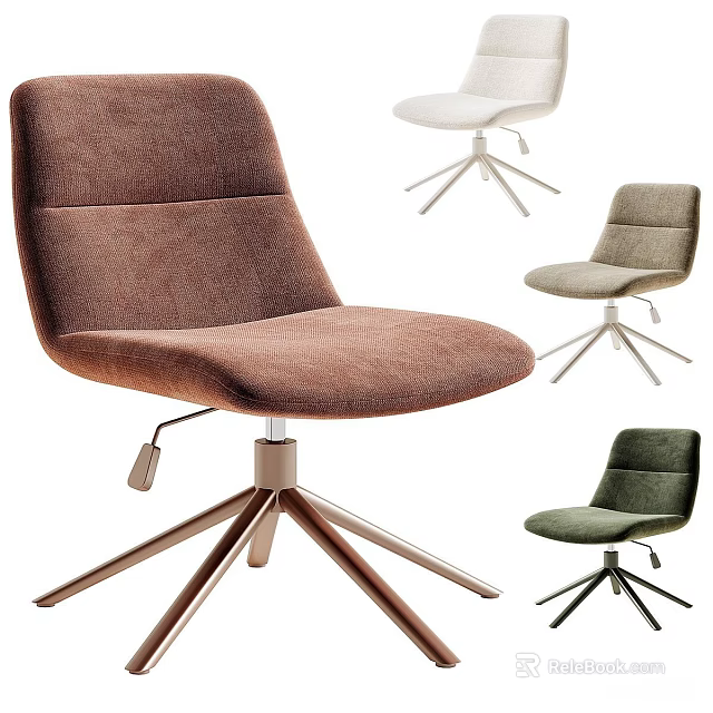 Comfortable Upholstered Office Chair With Swivel Design And Metal Base In Multiple Colors 3d model 