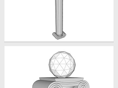 Classical Column And Geometric Sphere On Scroll Pedestal Architectural Design Details 3d model