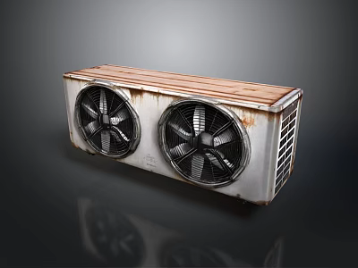 Computer Cooling Device With Dual Fans And Wooden Top Design 3d model