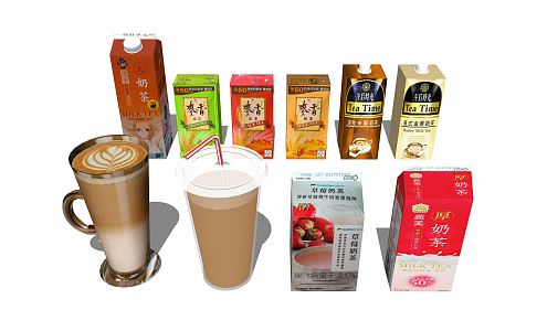 Modern drink milk tea 3d model