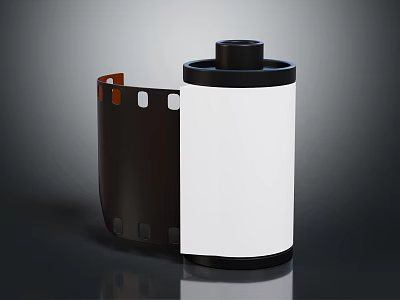 Detailed Black and White Film Reel with Film Strip Isolated on Dark Background 3D Rendering 3d model