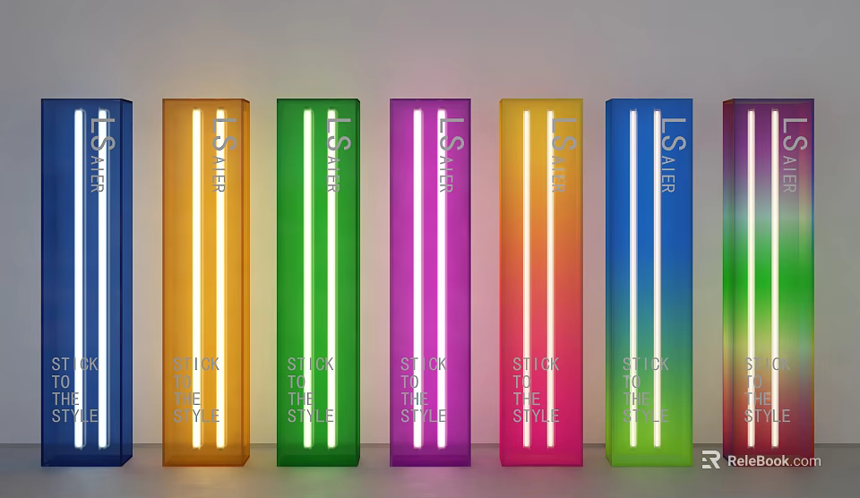 Colorful Rectangular Prisms With Gradient Hues Featuring LSN And SILK WAVE 3d model 