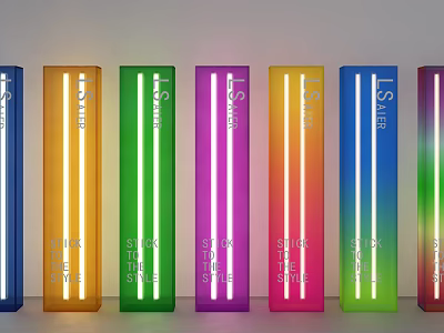 Colorful Rectangular Prisms With Gradient Hues Featuring LSN And SILK WAVE 3d model