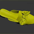 Elegant White And Gold Mule Slippers With Bow Detail And Block Heel Design