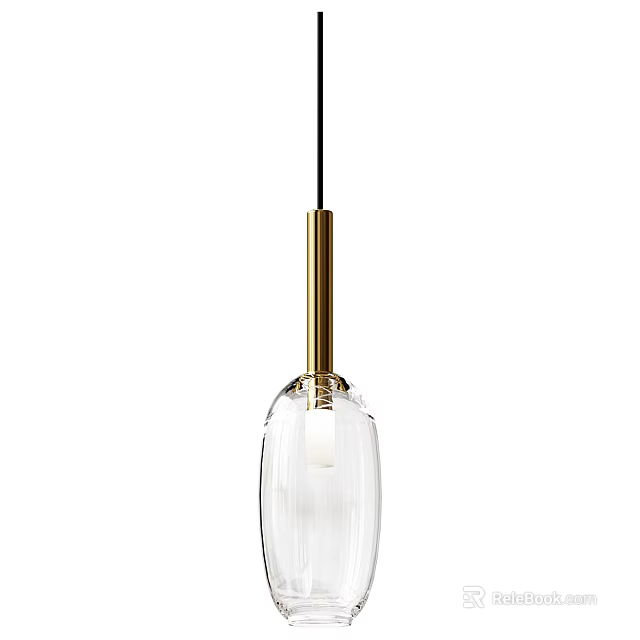 Modern Minimalist Pendant Light With Golden Metal Frame And Transparent Glass Shade 3d model 
