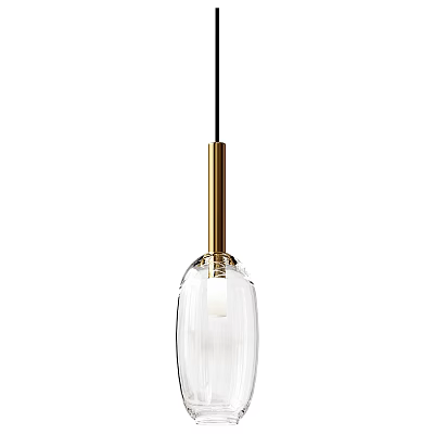 Modern Minimalist Pendant Light With Golden Metal Frame And Transparent Glass Shade 3d model