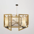 Elegant Modern Chinese Chandelier With Wooden Frame And Translucent Patterned Shade