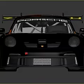 Black Porsche Race Car With Red Graphics And Yellow Manthey Rear Wing