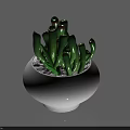 Potted Green Succulent Plant With Red Tips In White Pot And Small Pebbles