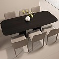 Multi-person Dining Table Dining Table Seat Combination Rectangular Dining Table 3d model