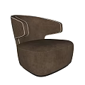 Modern Beige Velvet Single Sofa With Curved Armrest And Quilted Stitching Design