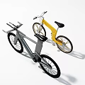Two Modern Bicycles Gray And Yellow With Sleek Design On White Background