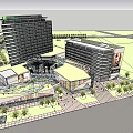 Modern Office Building Complex With Green Landscaping And Open Plaza Areas