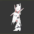 Futuristic White Robot Mecha With Red Blue Accents And Long Swords