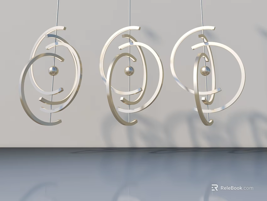Modern Hinged Door With Silver Spiral Decorations And Light Wall Background 3d model
