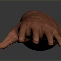 Red Human Hand Organ Model with Realistic Skin Texture and Fine Hair Details