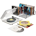 Decorative Ornament Set with Vinyl Record Player Record Storage Rack and Vinyl Records
