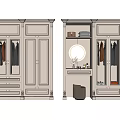 Modern White Wardrobe With Hanging Rails Drawers And Mirror Design 3d model