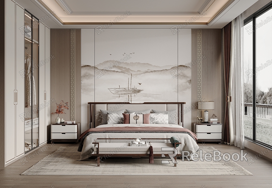 New Chinese Style Home Bedroom model