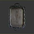 Elegant Silver Tray With Decorative Edges And Handles On Dark Background 3d model