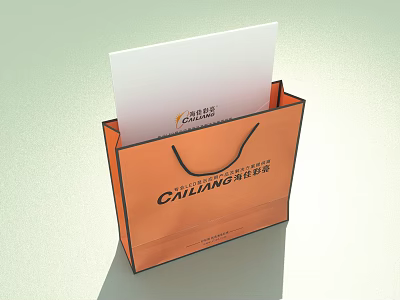 Orange Shopping Bag With White Card Inside For Daily Life Essentials 3d model