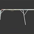 Vintage Folding Table With Red And Orange Painted Worn Tabletop And Metal Legs