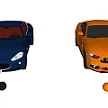 Four Stylish Sports Cars In Blue Black And Yellow Colors With Front Side Views