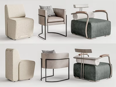 Modern Accent Chairs Soft Upholstered with Metal Frames and Accent Cushions for Modern Home Decor 3d model