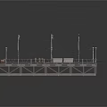Industrial Platform Structure With Tall Poles Suspended Cables And Metal Tracks