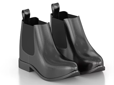 Black Leather Chelsea Boots Stylish Short Ankle Design For Daily Wear 3d model