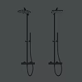 Two Modern Metal Coat Hangers Mounted On Gray Wall Surface 3d model