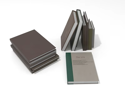 Electronic E Book Reader With Stacked Brown White Green Books On White Background 3d model