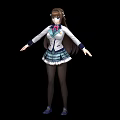 Anime Style Game Female Characters In Maid Outfit And School Uniform With Twin Tail Hairstyle