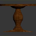 Classic Wooden Round Dining Table With Carved Pedestal Base And Natural Texture