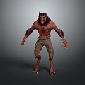 Horned Demon 3D Character Model With Muscular Body Sharp Claws And Red Skin