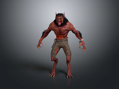Horned Demon 3D Character Model With Muscular Body Sharp Claws And Red Skin 3d model