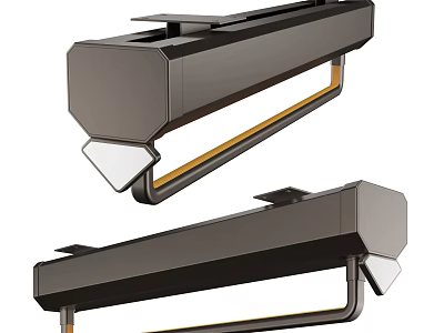 Modern Black Metal Light Fixtures with Sleek Frame and LED Strip Design 3d model