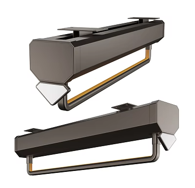 Modern Black Metal Light Fixtures with Sleek Frame and LED Strip Design 3d model