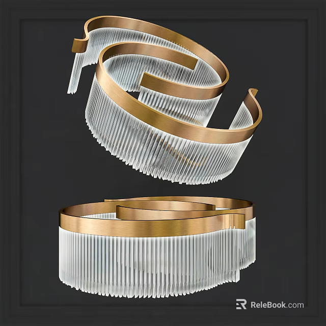 Modern Crystal Chandelier With Brass Frame And Transparent Crystal Spiral Design 3d model 