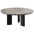 Modern Minimalist Round Dining Table With Black Green Veined Marble Top And Black Wooden Legs