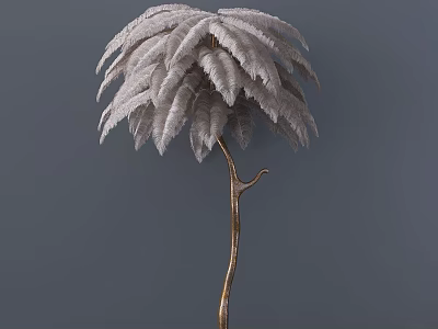 Feather Shaped Floor Lamp With Golden Stand For Home Decoration 3d model