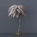 Feather Shaped Floor Lamp With Golden Stand For Home Decoration