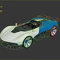 Futuristic Blue Silver Concept Sports Car With Open Top Streamlined Design Rear Spoiler Unique Wheels