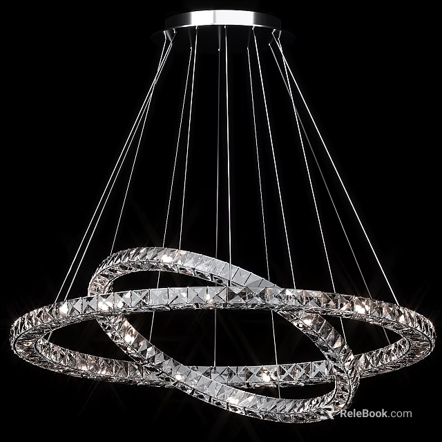 Modern Crystal Chandelier With Circular Design And Sparkling Illuminated Hanging Rings 3d model 