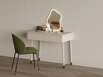 Modern Dressing Table and Chair Combination Makeup Table Makeup Stool Special-shaped Dressing Mirror Cosmetic Lipstick Skin Care Products Color Makeup 3d model