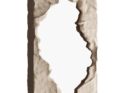 Artistic Modern Mirror With Natural Textured Stone Frame For Home Interior 3d model