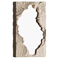 Artistic Modern Mirror With Natural Textured Stone Frame For Home Interior
