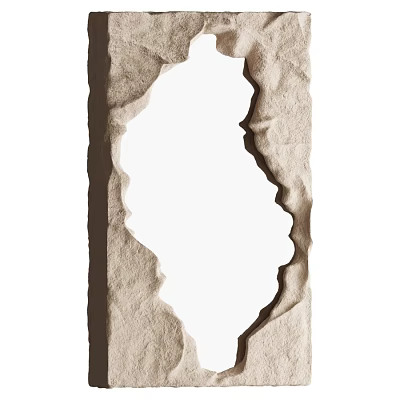 Artistic Modern Mirror With Natural Textured Stone Frame For Home Interior 3d model